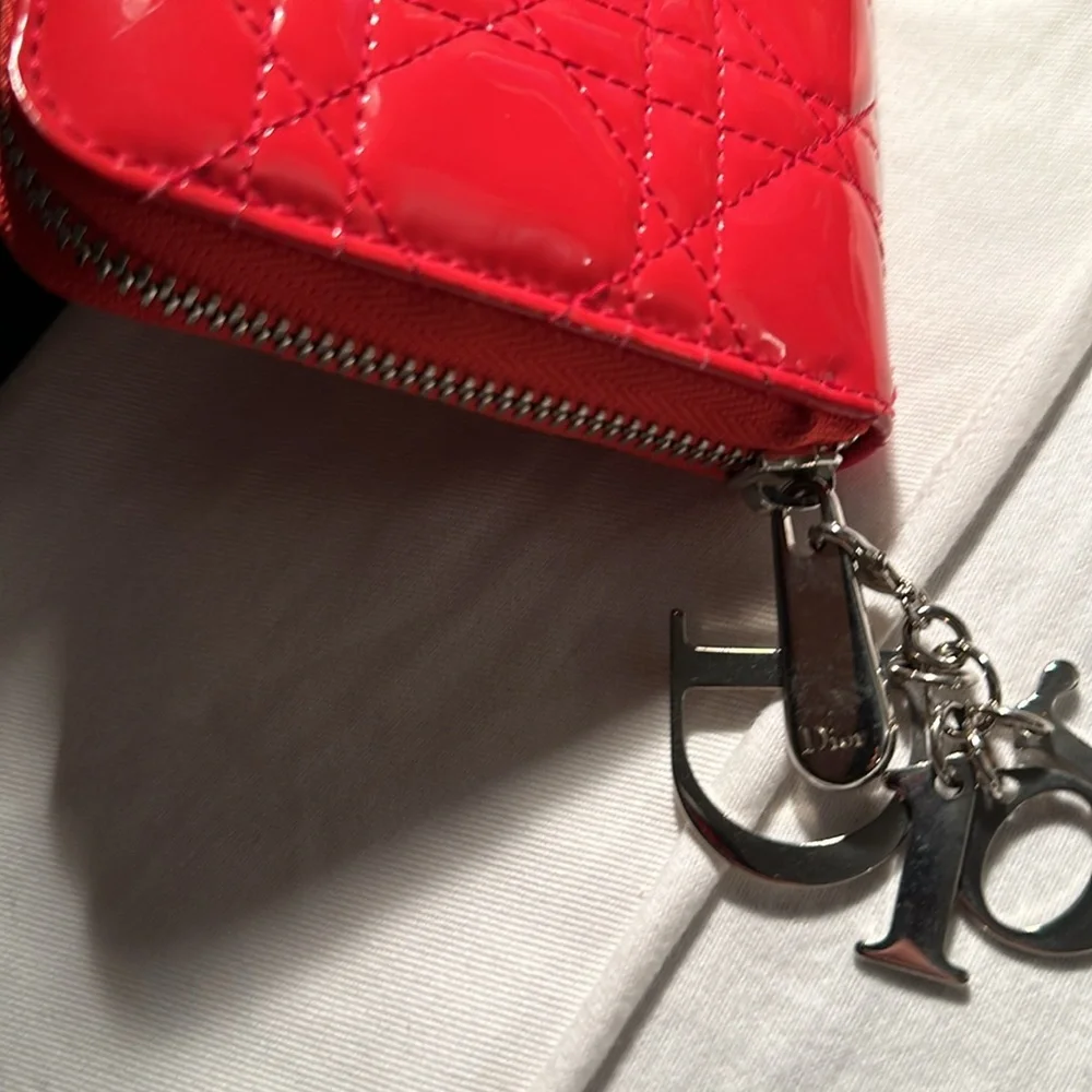 Christian Dior patent long wallet with charm
